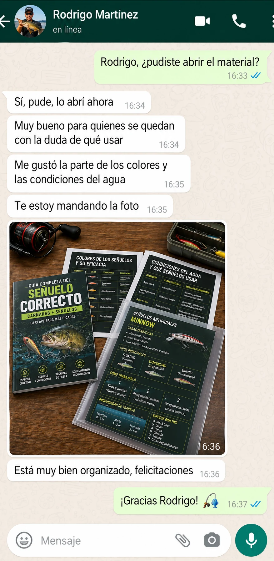 Testimonio de cliente con guías de colores