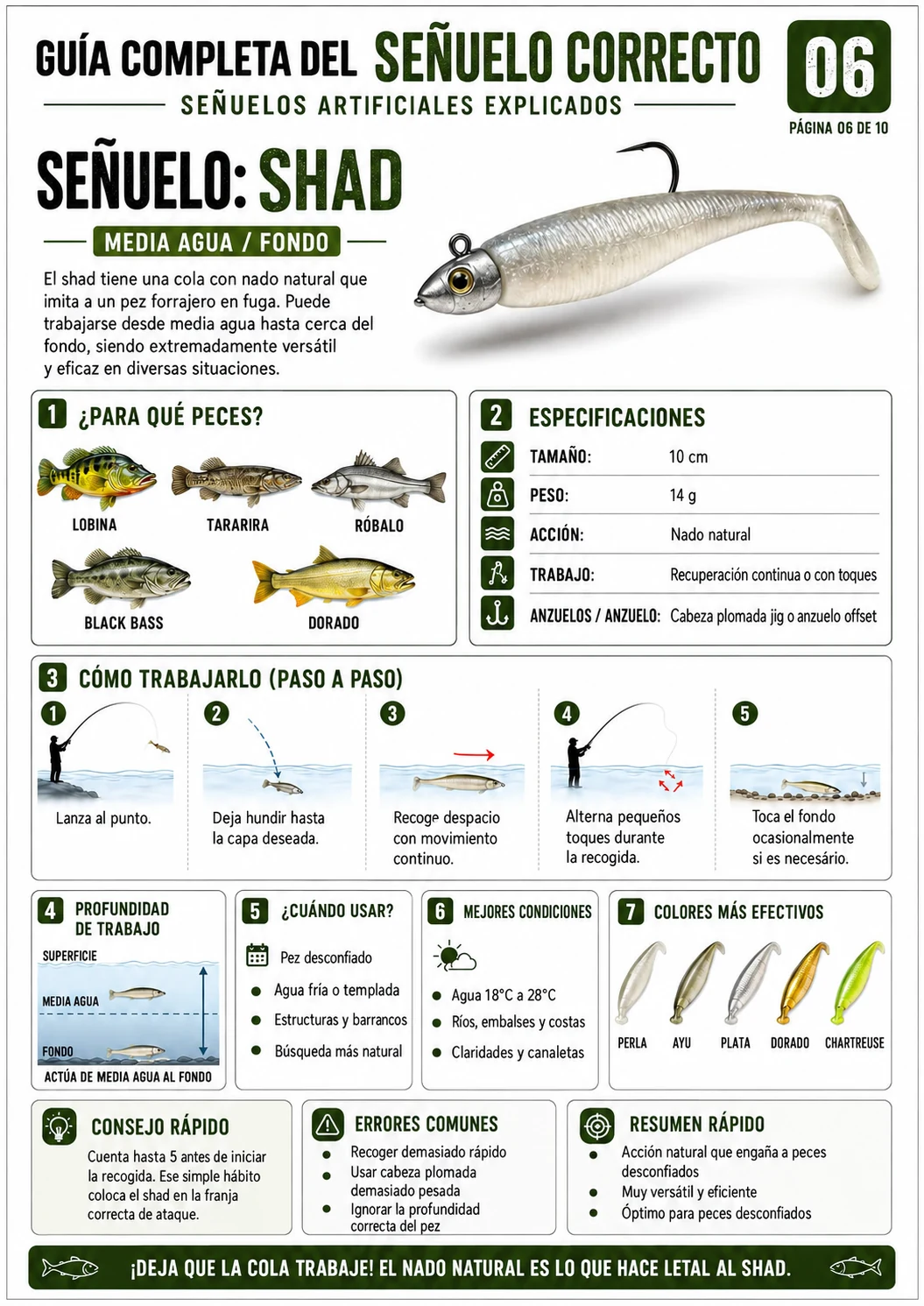 Página de la guía: señuelo Shad